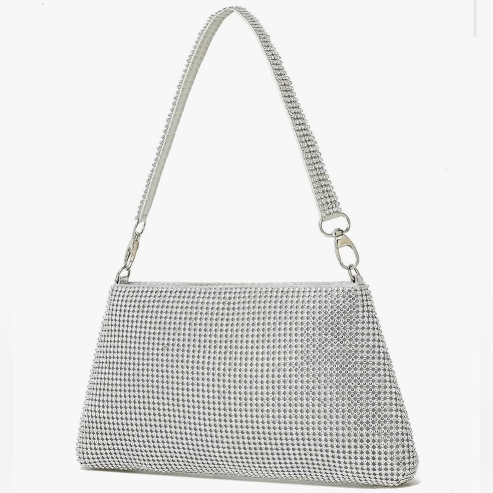 Silver Rhinestone Clutch Purse